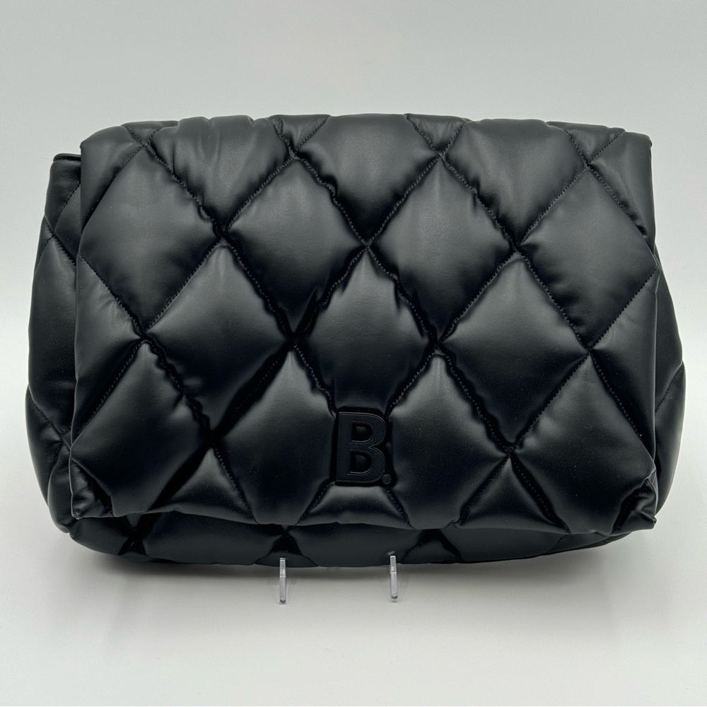 (SOLD) Balenciaga Nappa Calfskin Quilted Touch Black B Clutch Bag
